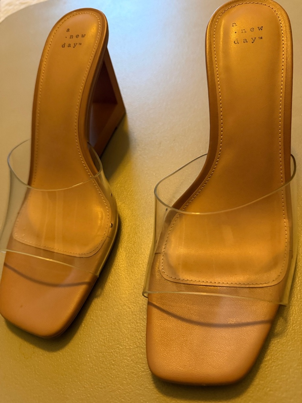 a new day Tan Slip-On Mules with Clear Strap - Picture 2 of 6
